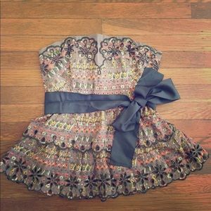 Anthropologie strapless layered peplum